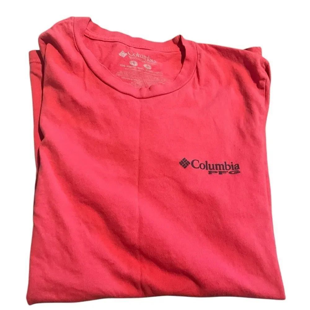 Columbia Bright Coral Pink Short Sleeve Tee size small great condition G76